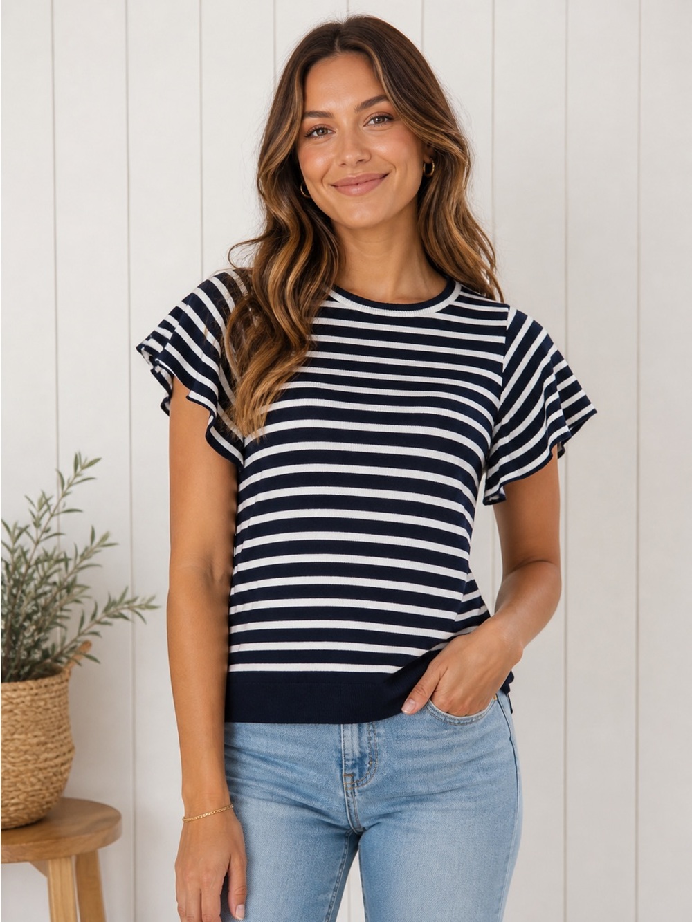 Banana Republic Striped Short Sleeve Top